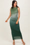 Forest Green Ombre Mesh Ruched Sleeveless Midi Dress