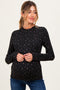 Black Floral Crinkled Texture High Neck Maternity Long Sleeve