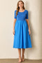 Blue Contrast Knit Top Midi Dress
