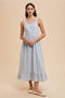 Light Blue Striped Cotton Sleeveless Dress