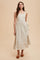 Beige Striped Cotton Sleeveless Dress