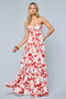 Red Floral Strapless Cutout Back Maxi Dress