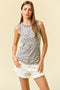 Grey Leopard Printed Ruffle Tank Top