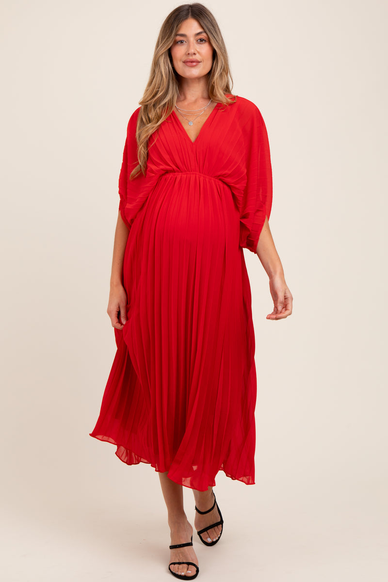 knee length dresses for ladies Stylish Picoting Maternity & Feeding Maxi Dress – Red Cherry Blossom F–  Mangai Nighties main image 0