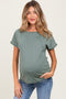 Olive Ribbed Relaxed Maternity Tee