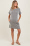 Charcoal Ribbed Short Sleeve T-Shirt Maternity Dress