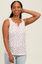 Ivory Floral Ribbed Split Neck Tank Top