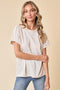 Ivory Ribbed Exposed Seam Short Sleeve Top