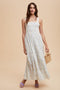 Light Blue Smocked Cotton Floral Sleeveless Maxi Dress