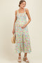Multi Color Smocked Cotton Floral Sleeveless Maternity Maxi Dress