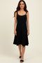 Black Ribbed Sleeveless Skater Dress