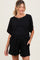 Black Textured Modal Knit Loose Fit Maternity Top & Shorts Set