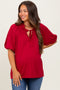 BurgundyHalf Balloon Sleeve Maternity Top