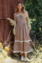 Mocha Mousse Lace Overlay Maxi Dress