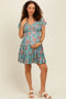 Mint Smocked Bodice V Neck Flutter Sleeve Maternity Dress