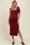 Rust Short Sleeve Midi Slip Maternity Dress