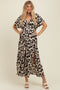 Black Slit Hem Leopard Printed Maternity Maxi Dress