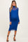 Royal Blue Mesh Overlay Fitted Maternity Midi Dress