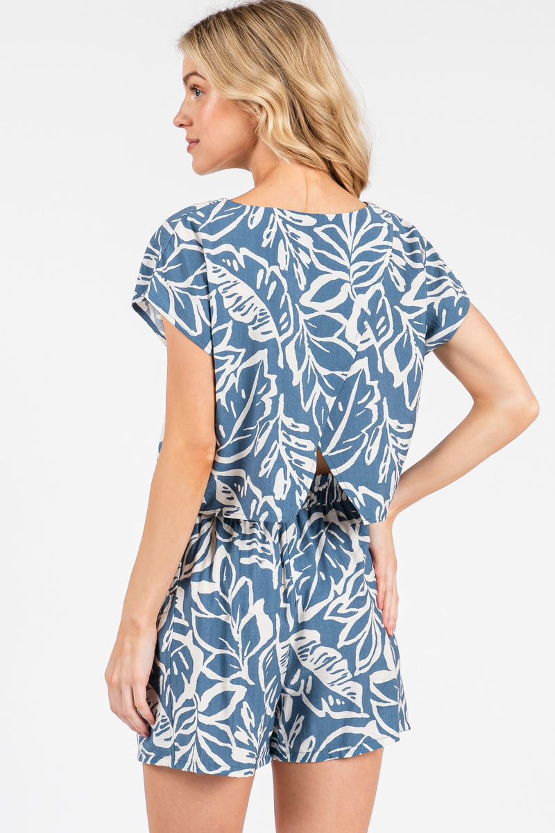 Athletic Shorts - Blue With Floral Sides