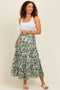 Olive Floral Tiered Maternity Maxi Skirt