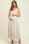 Mauve Floral Smocked Waist Ruffle Accent Maternity Midi Dress