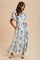 Ivory Multi Floral Flutter Sleeve Maxi Dress