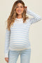 Light Blue Striped Knit Maternity Long Sleeve Top