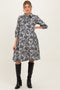 Black Floral Button Down 3/4 Sleeve Maternity Midi Dress