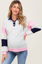 Navy Colorblock Collared Maternity Pullover