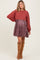 Burgundy Floral Sweatshirt Contrast Maternity Dress