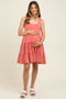 Red Lace Trim Washed Cotton Maternity Tank Dress