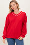 Red V-Neck Sweatshirt