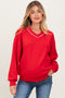 Red V-Neck Maternity Sweatshirt