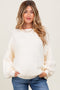 Cream Balloon Sleeve Boat Neck Knit Maternity Sweater