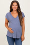 Light Navy V-Neck Maternity Top