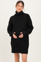 Black Turtleneck Chunky Knit Maternity Sweater Dress
