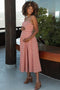 Red Plaid Double Strap Sleeveless Maternity Midi Dress