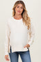 Cream Oversized Contrast Trim Maternity Thermal Pullover