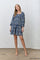 Light Navy Floral Square Neck Bubble Sleeve Dress