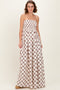 Brown Printed Smocked Wide Leg Jumpsuit