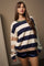 Navy Colorblock Stripe Oversized Sweater