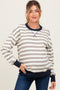 Navy Contrast Stripe Oversized Maternity Sweatshirt