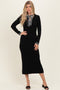Black Tie Neck Sweater Midi Dress