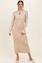 Cream Tie Neck Sweater Midi Dress