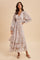 Light Pink Vintage Floral Ruffle Tiered Hem Maxi Dress