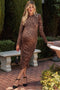 Brown Leopard Print Mesh Maternity Dress