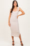 Beige Cutout Fitted Midi Dress