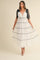 White Shoulder Bow Tie Lace Detail Tulle Midi Dress