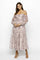 Light Pink Floral Off Shoulder Long Sleeve Tiered Maxi Dress