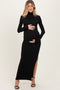 Black Turtleneck Top Maxi Skirt Maternity Set